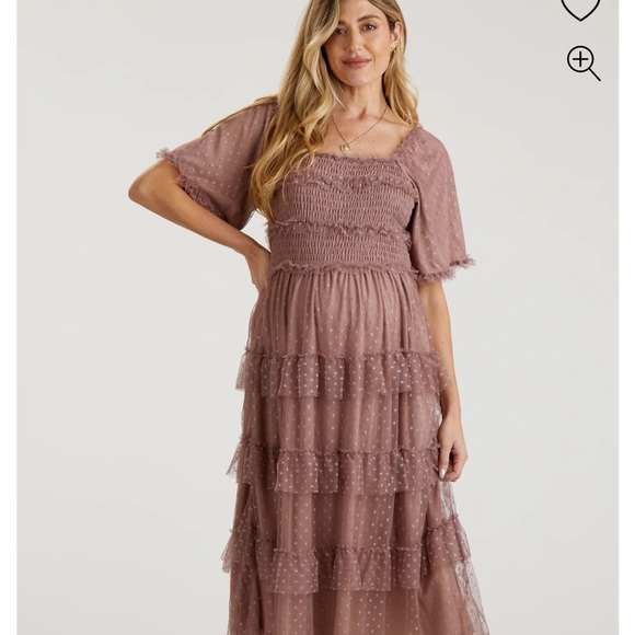 Pinkblush Dresses & Skirts - Pink Dot Smocked Ruffle Tiered Maternity Midi Dress